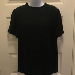 Black dressy Kate Spade black scallop trim top